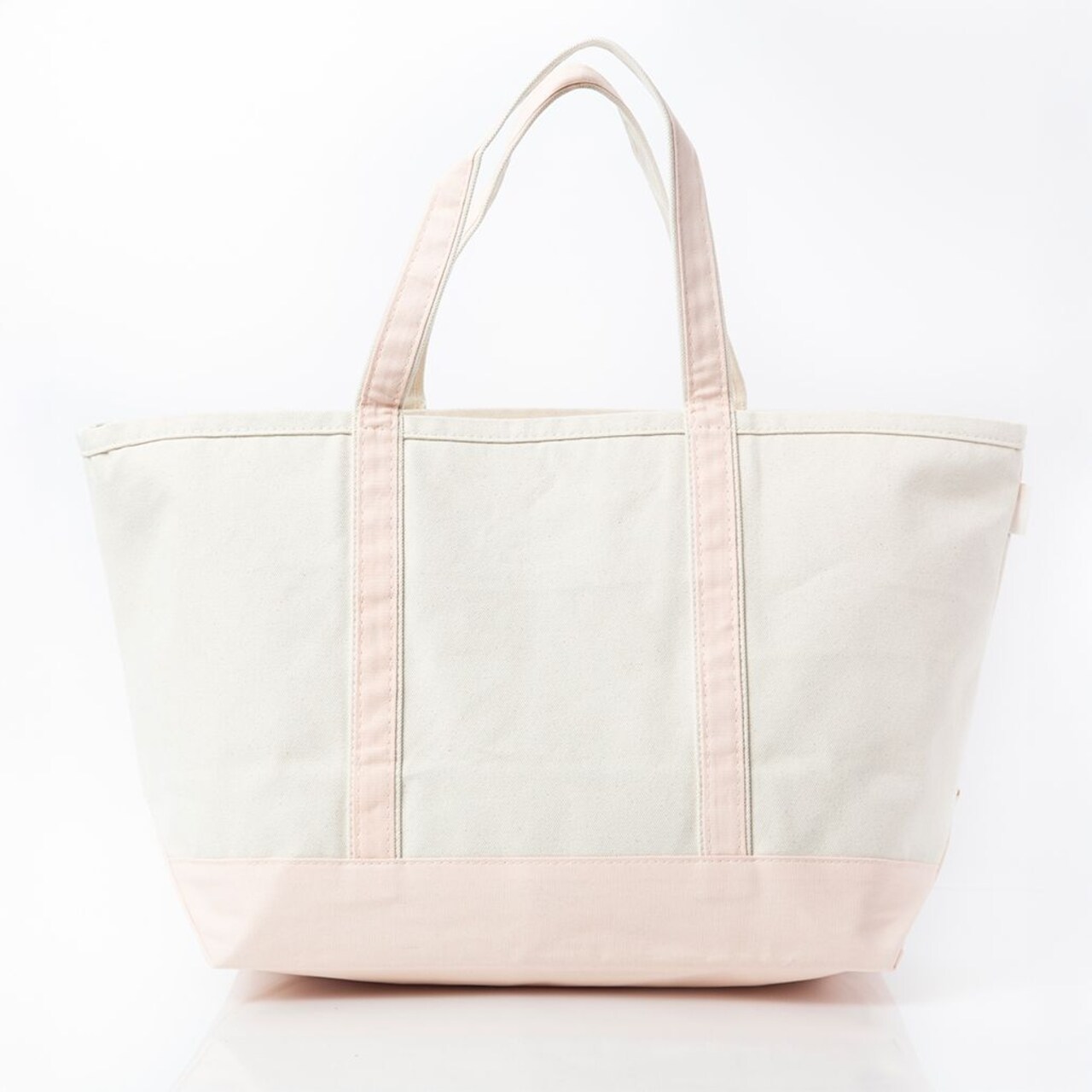 Large Classic Tote -- 18 oz. Heavyweight Durable Canvas -- Natural Canvas & Powder Pink Color
